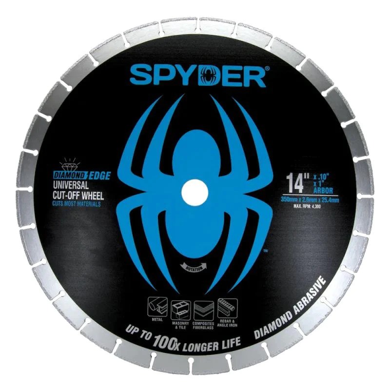 Spyder 14 Inch Diamond Bite Cut-Off Wheel for Steel, Cast Iron, Rebar - 14008