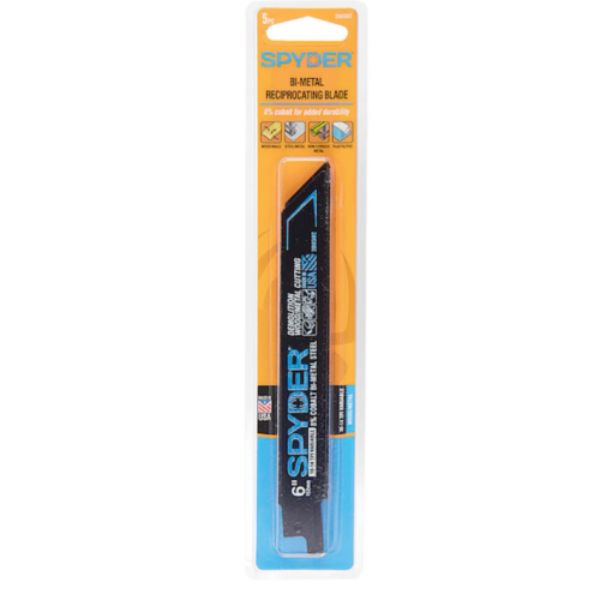 Spyder 6 Inch Reciprocating Saw Blade, for Wood and Metal, 10/14 TPI, 5 Pieces - 200302