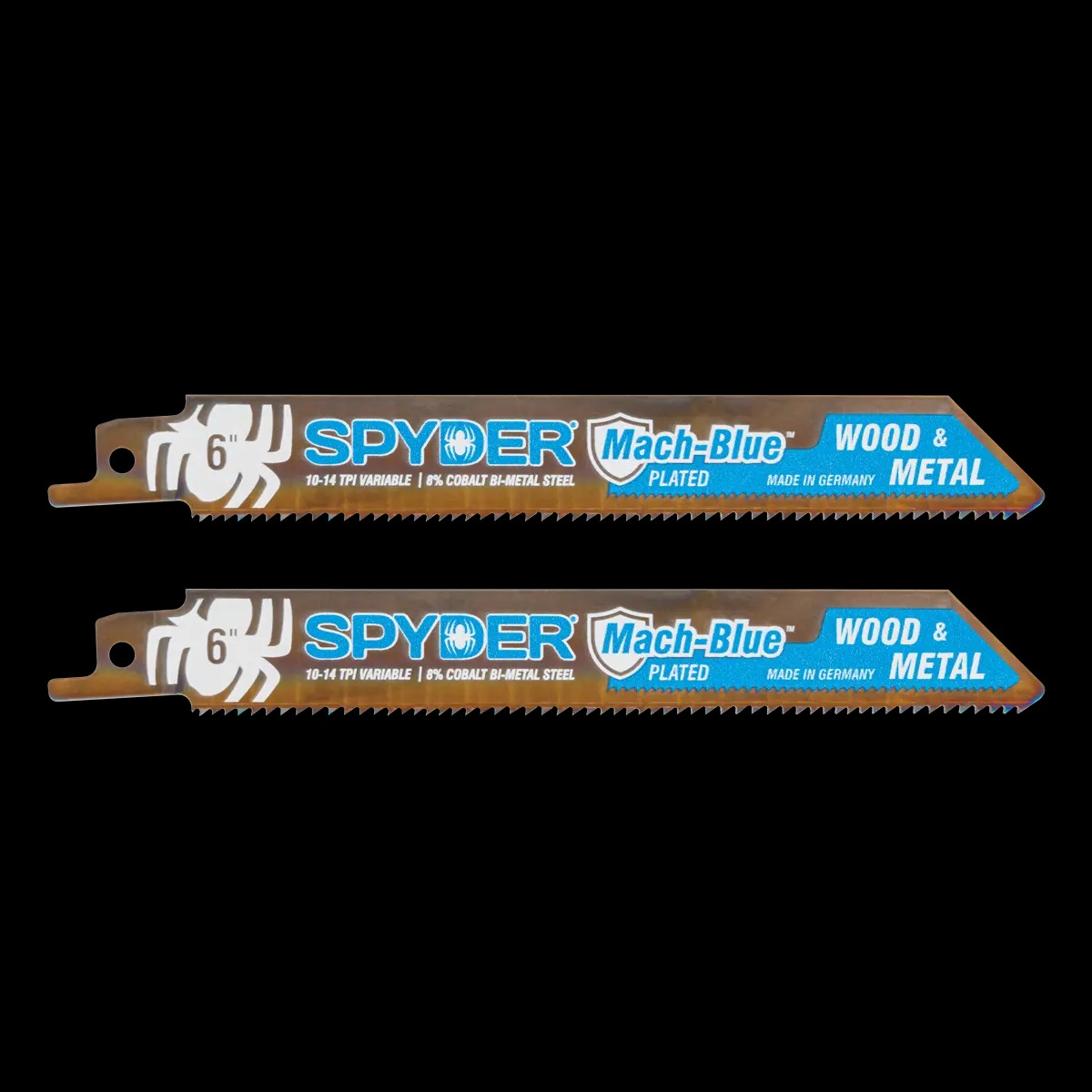 Reciprocating Saw Blade Set, Mach-Blue, 6 in, 10/14 TPI, Bi-Metal, 2-Pk