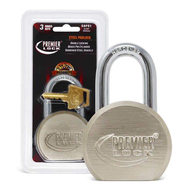 GAP01 2.62 in. Solid Steel Commercial Gate Keyed Padlock with Short Shackle & 3 Keys-Carded