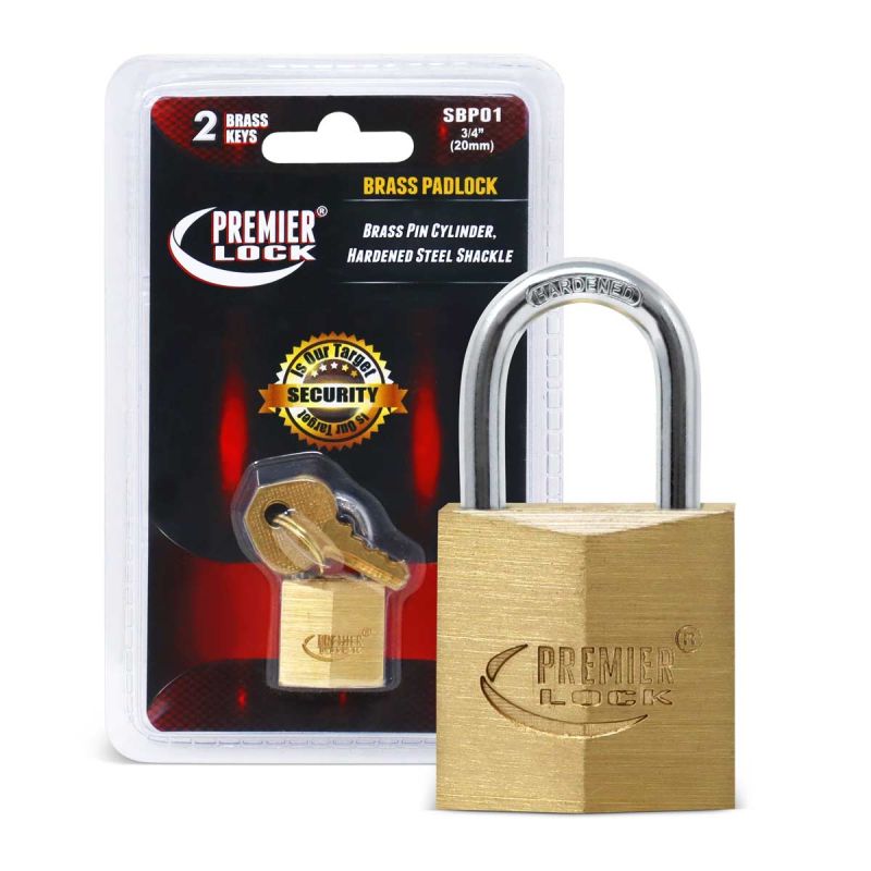 0.75 in. Solid Brass Padlocks - Polished - Diamond Design with 2 Keys