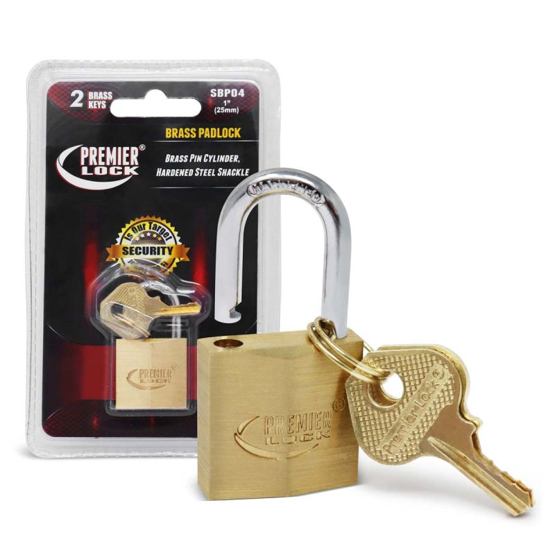 1 in. Solid Brass Padlocks - Polished - Diamond Design with 2 Keys