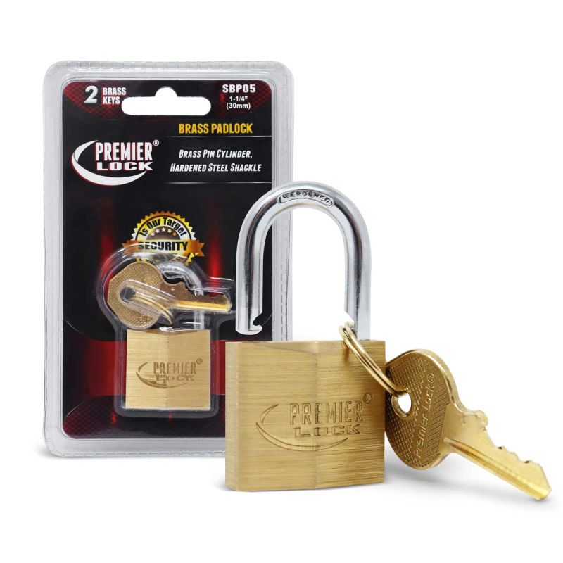1.25 in. Solid Brass Padlocks - Polished - Diamond Design with 2 Keys