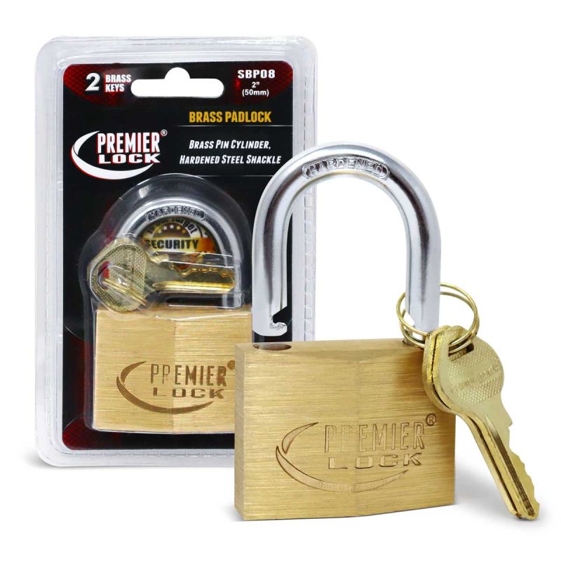 2 in. Solid Brass Padlocks -Polished - Diamond Design with 2 Keys