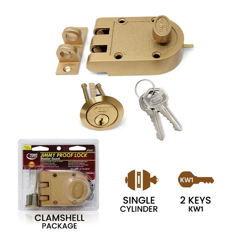 Jimmy Proof Deadbolt Lock - Die Cast in Bronze Lacquer Finish- 2 KW1 keys - Flat Strike