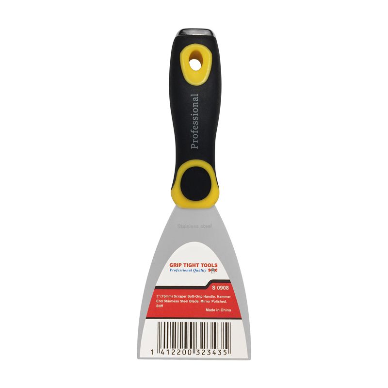 3 in. Stiff Stainless Steel Soft Grip Paint Scraper