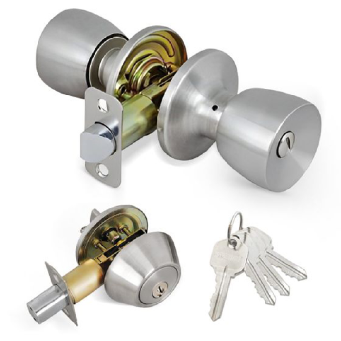 Tulip Knob Combination Lockset, Stainless Steel