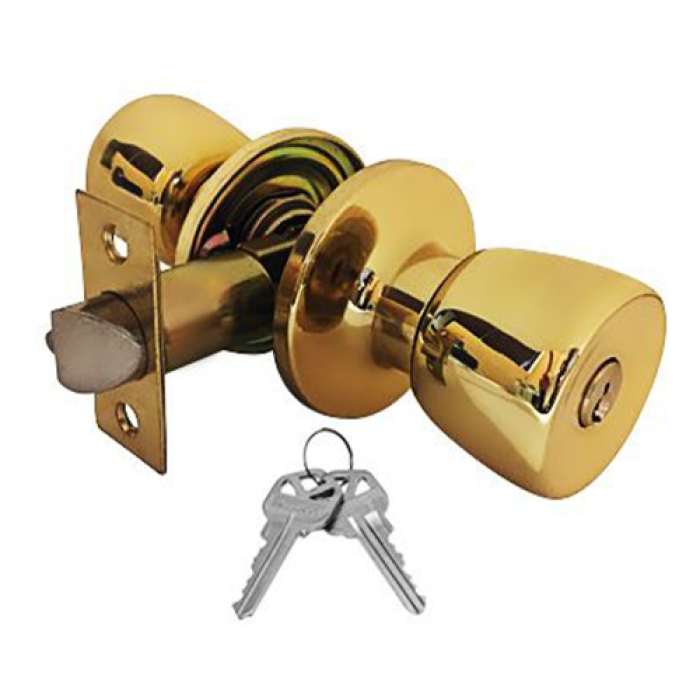Entry Lock Brass Finish Tulip Knob