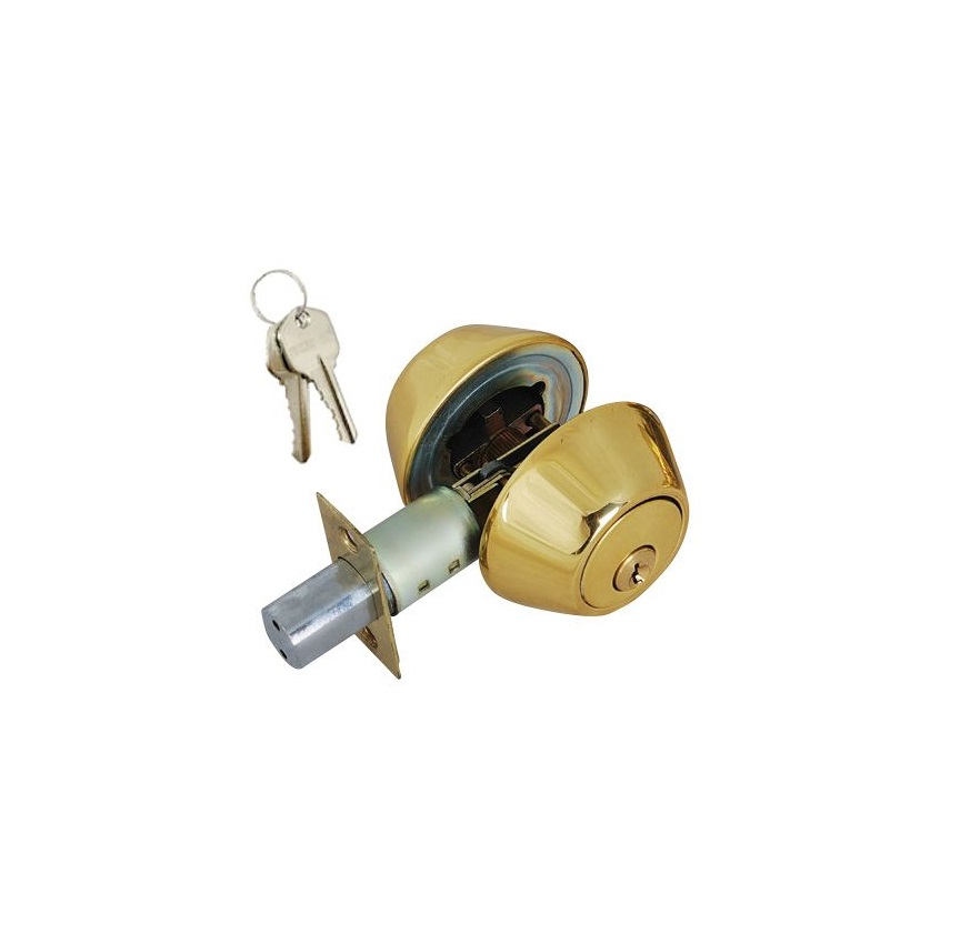 DB012 Double Cylinder Deadbolt Lock with 2 KW1 Keys-Carded, US3 Polished Brass