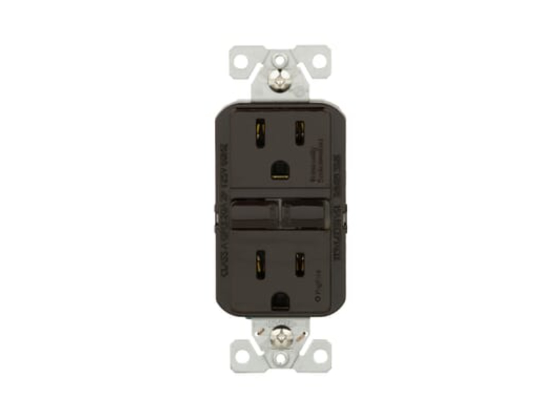 GF15B 15A 125V GFCI Self Test Duplex Retractable, Brown