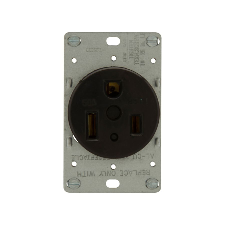 AH1254BK-BOX 50A 2-Pole 3 Wire Grinding Power Receptacle Box, Brown