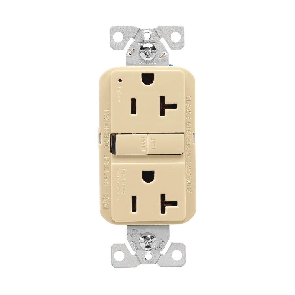 GFCI Self Test UL943 Receptacle, Ivory