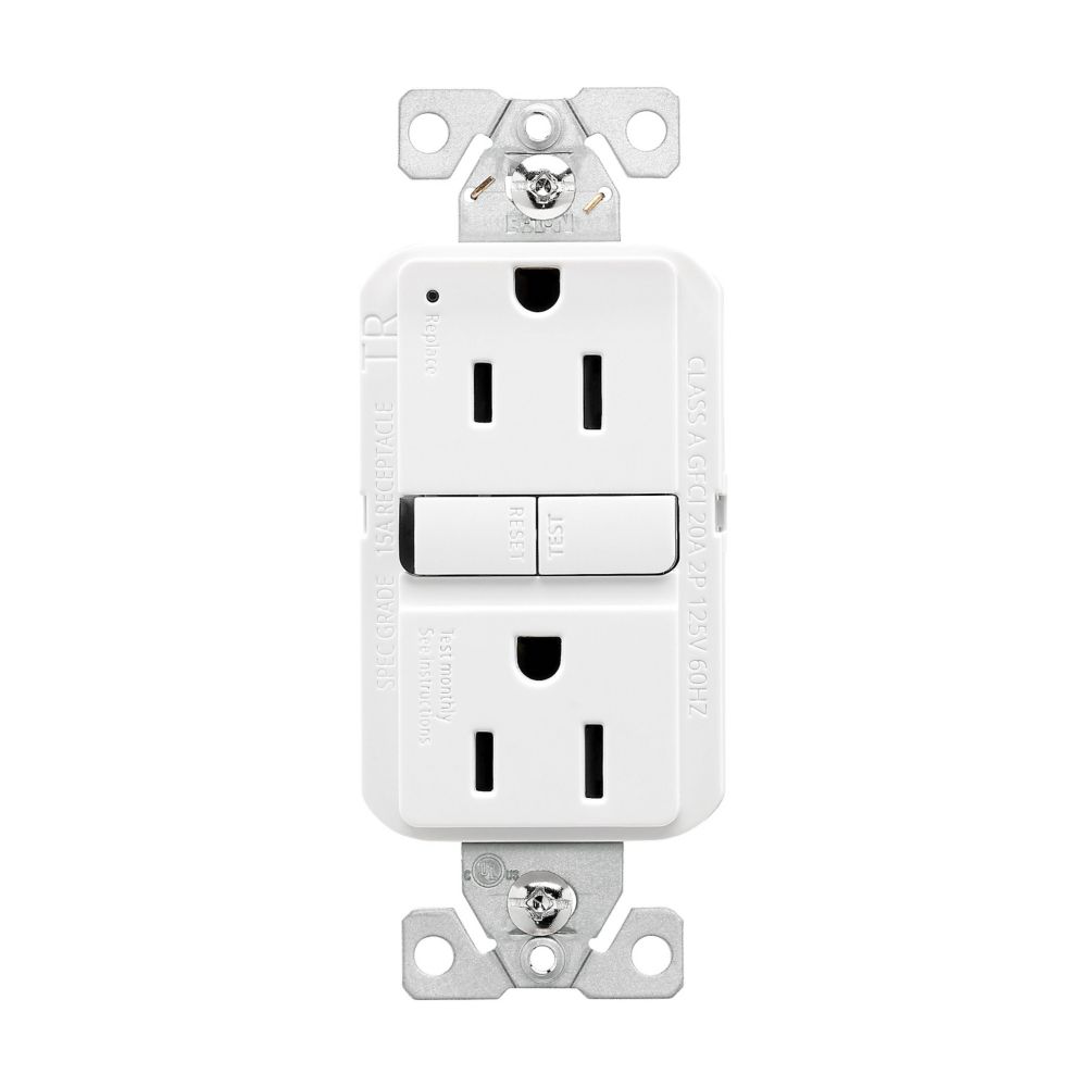 15A Self Test Tamper Resistant GFCI Outlet, White