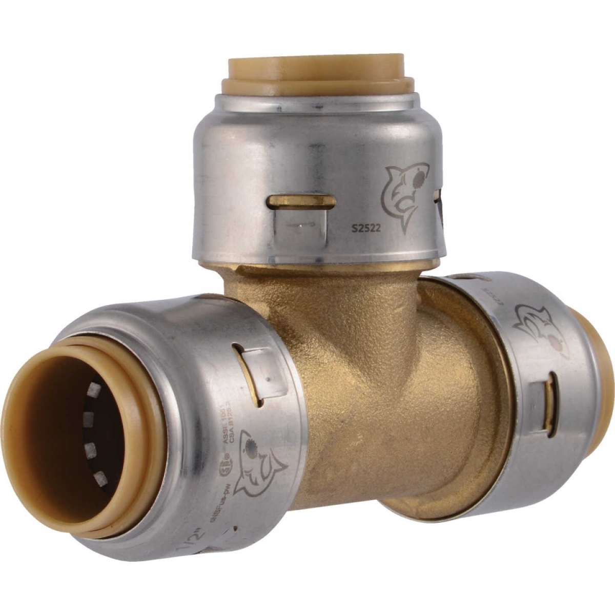 0.5 x 0.5 x 0.5 in. Push to Connect Brass Tee Fitting Bag