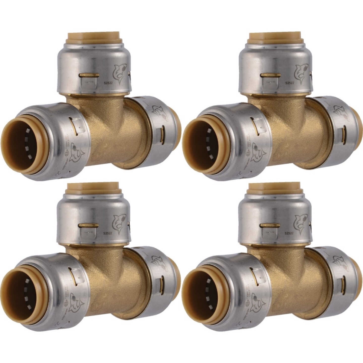 UR362A4 0.5 x 0.5 x 0.5 in. Push to Connect Brass Tee Fitting, Pack of 4