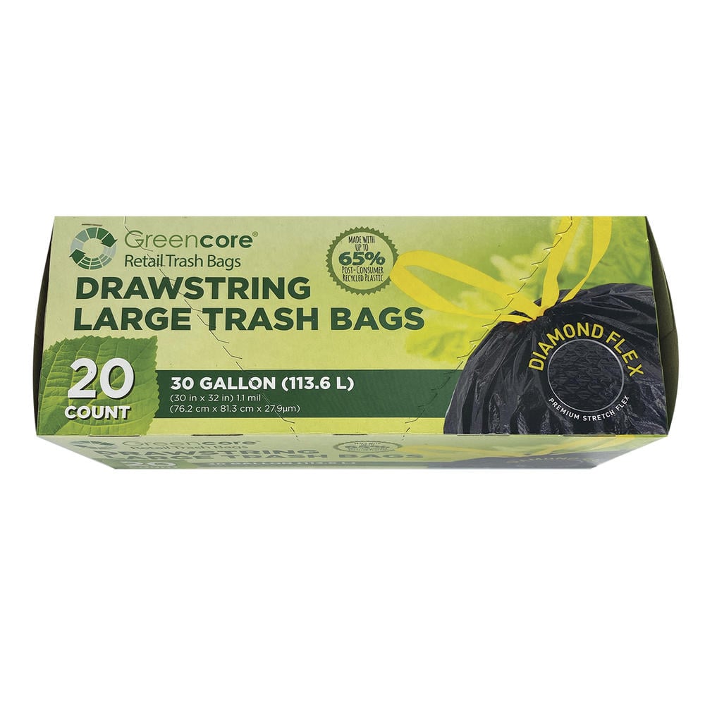 30 gal 3-Ply Large Drawstring Tall Kitchen Trash Bags - 30 Count