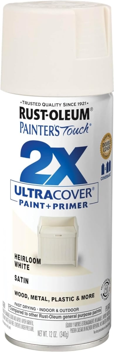 334071 12 oz Painters Touch 2X Spray Paint, Satin Heirloom White -  Rust-Oleum