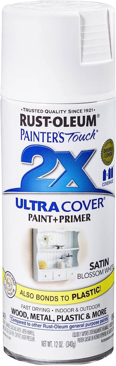 346950 12 oz Painters Touch 2X Spray Paint, Satin Blossm White -  Rust-Oleum