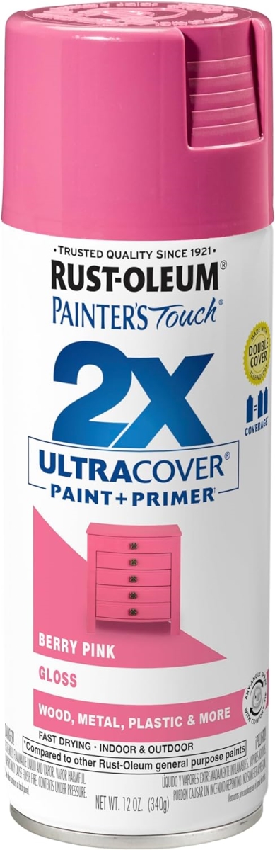 12 oz Painters Touch 2X Spray Paint, Gloss Berry Pink