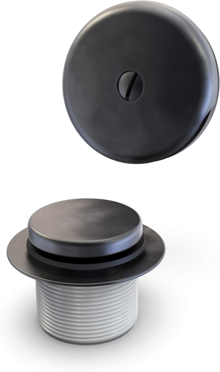 Foot Lock Stop Bath Drain Trim Kit, Matte Black
