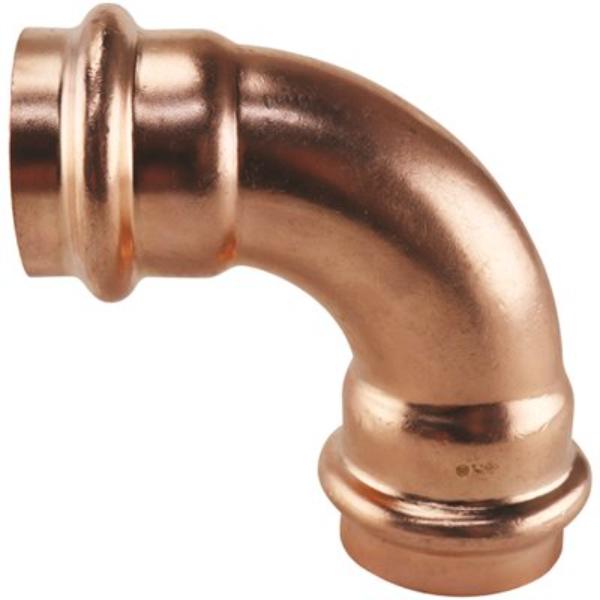 Elbow, 1 in, Press Fit, 90 deg Angle, Copper, 300 psi Pressure