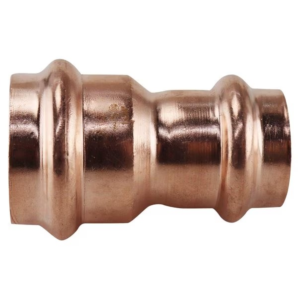 Coupling with Stop, 1 x 3/4 in, Press Fit, Copper, 300 psi Pressure