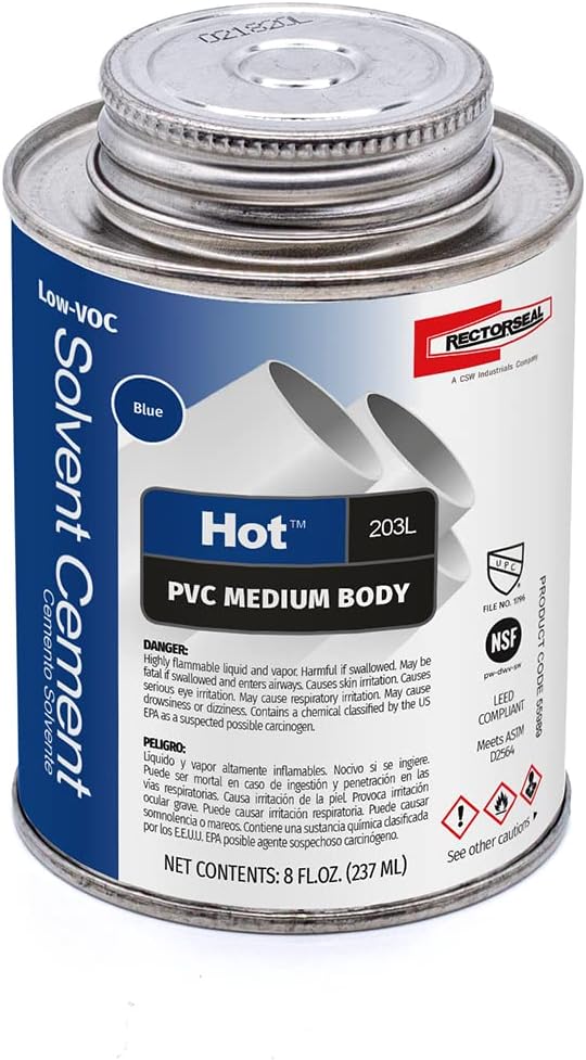 Picture of The Rectorseal 55989 0.5-Pint Hot 203L Medium Body Low Voc PVC Solvent Cement&#44; Blue