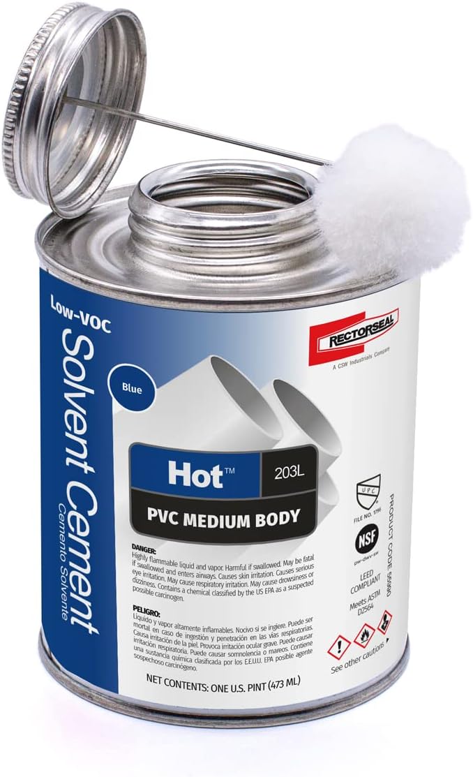 Picture of The Rectorseal 55990 Pint Hot 203L Medium Body Blue Low Voc PVC Solvent Cement