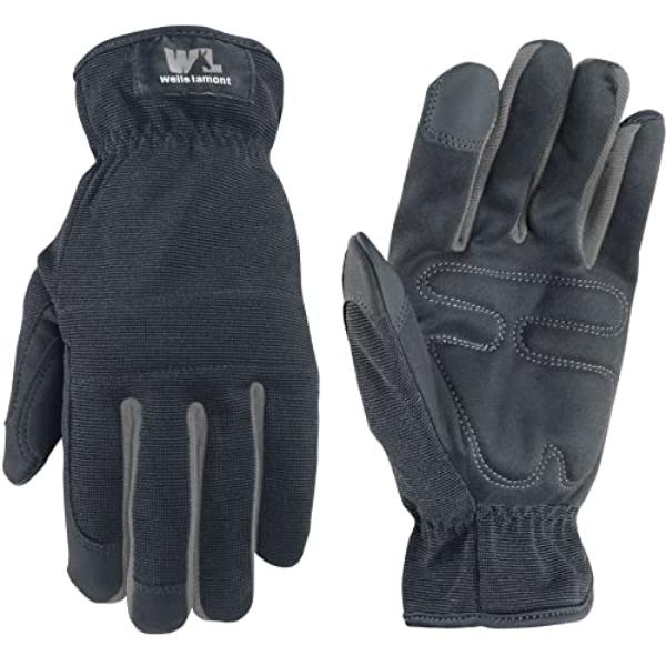 All-Purpose Slip-on Synthetic Leather Work Gloves for Mens, Black - Medium