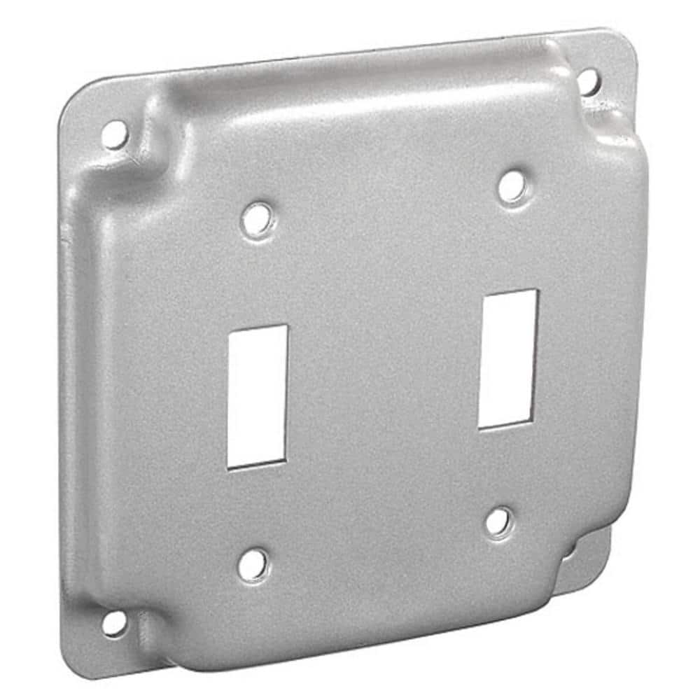 Electrical Box Cover, Square, Galvanized Steel, Toggle and Raised Cover