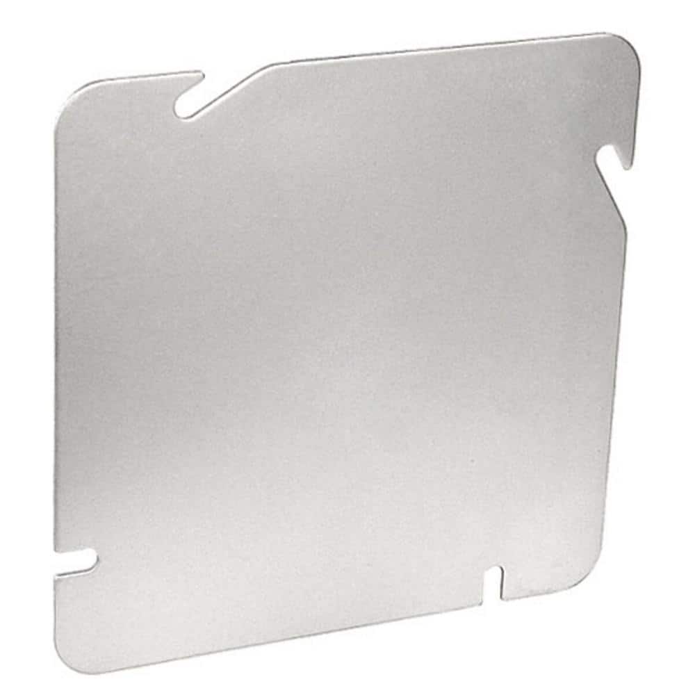 4.68 in. Steel Metallic 2-Gang Flat Blank Square Cover