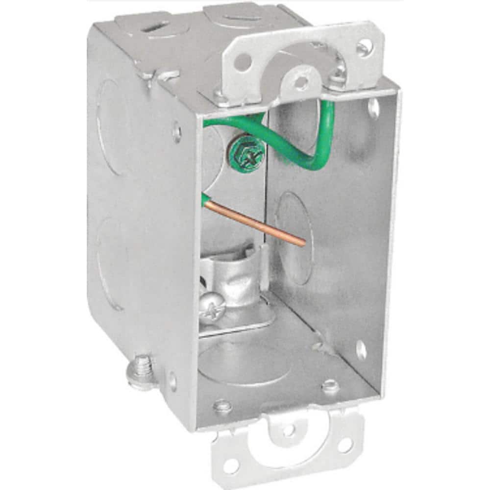 Picture of Southwire G602-R-UPC 3 x 2 x 2.75 in. Steel Metallic 1-Gang Switch Box with NMSC Clamps & Plaster Ears