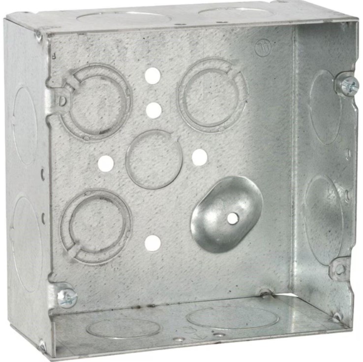 Electrical Box, 42 cu in, Wall Box Type, 2 Gangs, Steel, Square Shape