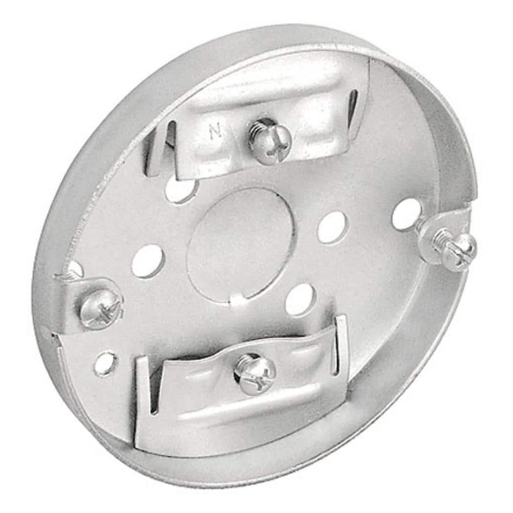 Picture of Southwire 46111-R-UPC 3.5 x 0.5 in. Steel Metallic Drawn Round Ceiling Pan with NMSC Clamps