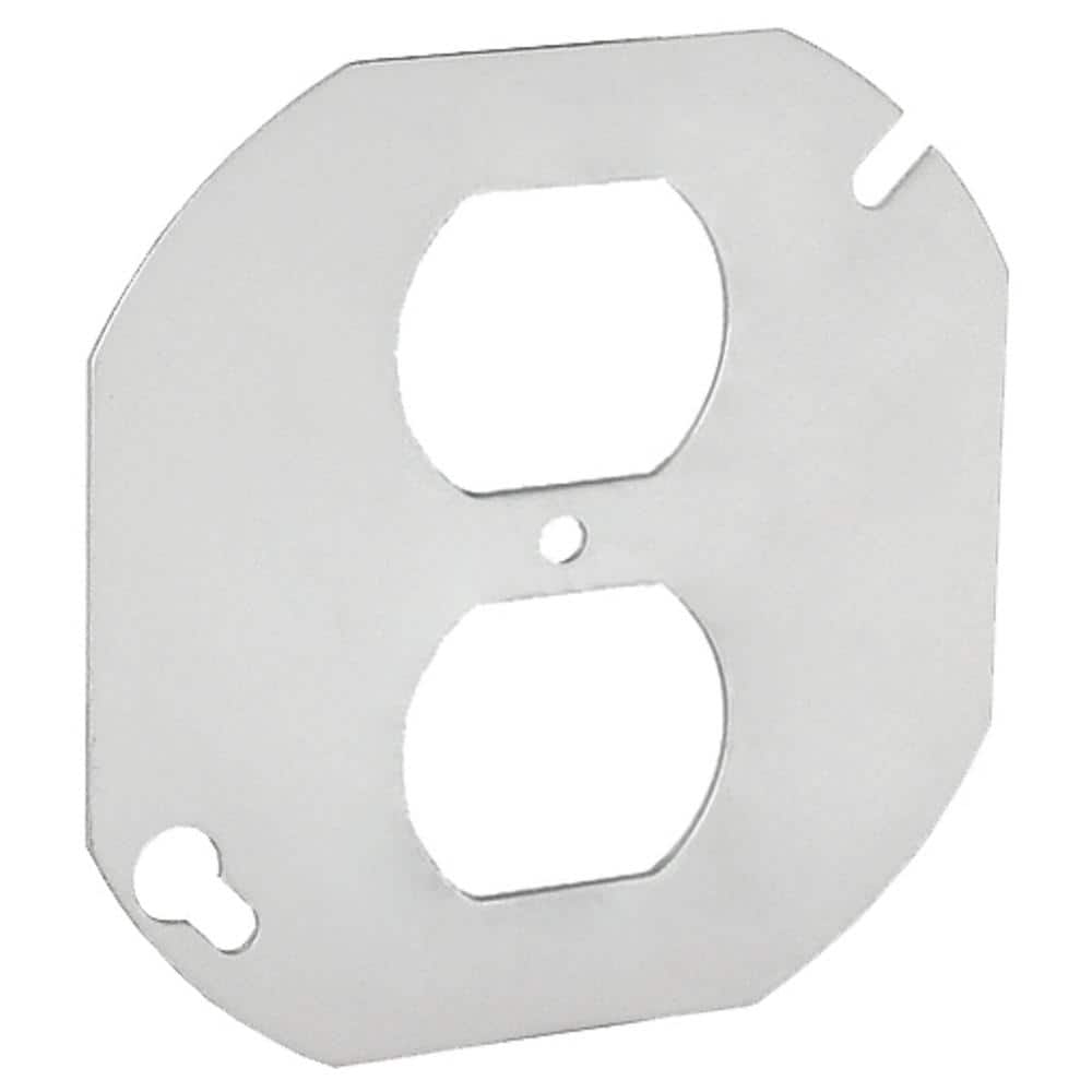 Picture of Southwire 54C40-UPC 4 in. Steel Octagon 1-Gang Flat Blank Duplex Receptacle Cover