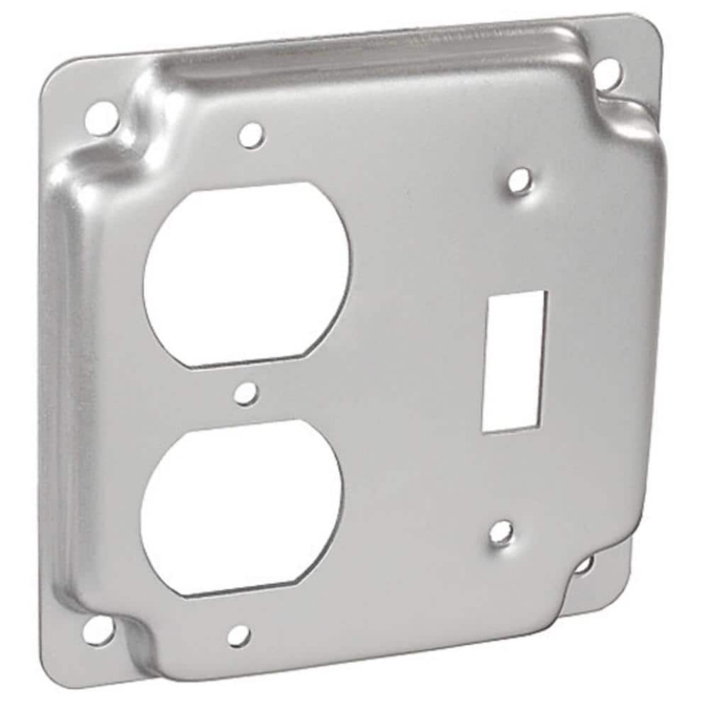 Picture of Southwire G1941-UPC 4 in. Steel Metallic 2-Gang Exposed Work Square 1-Switch & 1-Outlet Cover