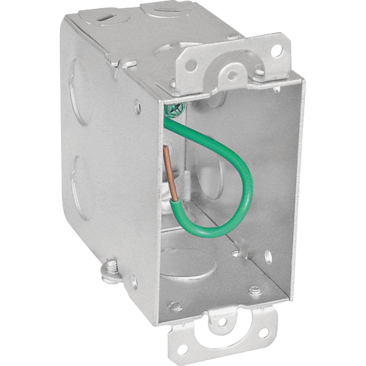 Electrical Box, 18 cu in, Wall Box Type, 1 Gang, Steel, Rectangular Shape