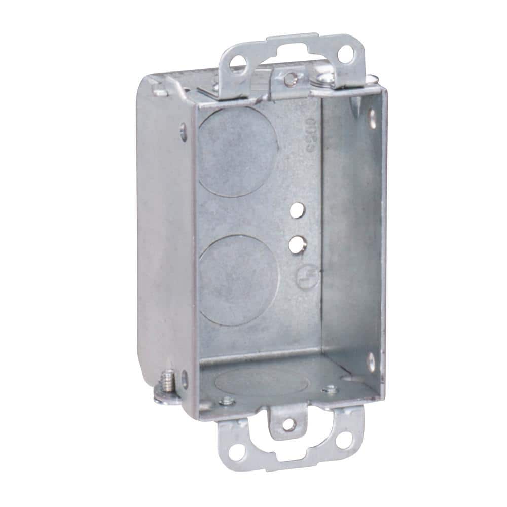 Switch Box, 1-Gang, 4-Knockout, 1/2 in Knockout, Steel, Silver, Galvanized