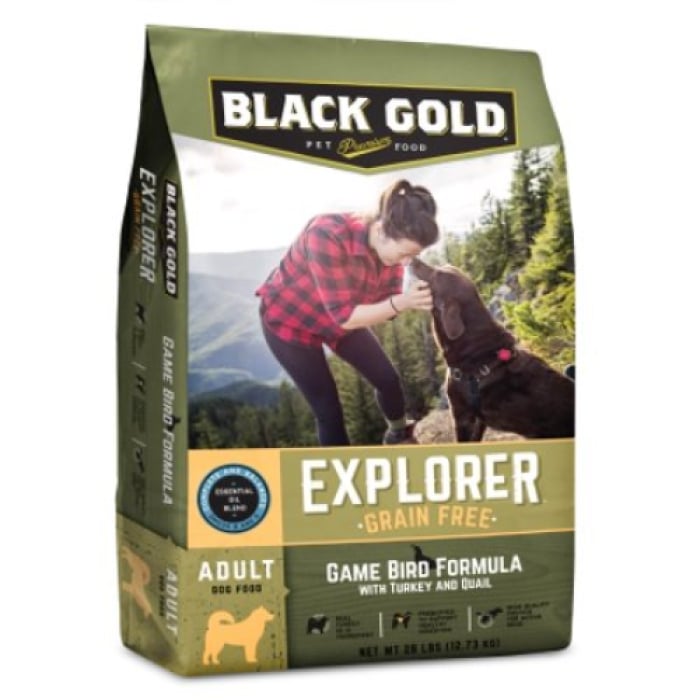 Picture of Cargill Animal Nutrition 36536 28 lbs Black Gold Explorer Grain Free Game Bird Formula Dog Food