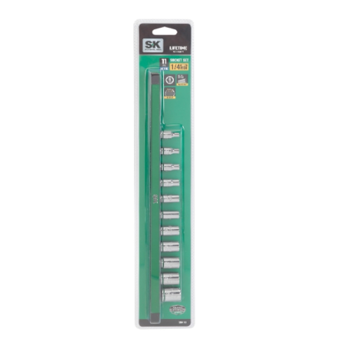 SK01503 0.25 in. Drive 6 Point Metric Standard Chrome Socket Set, 11 Piece