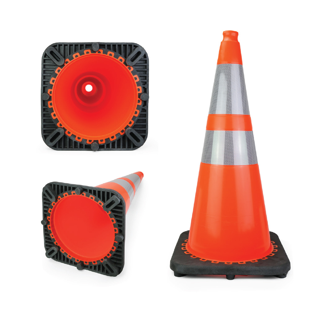 28-Inch Orange Traffic PVC Safety Cone - High Visibility Design