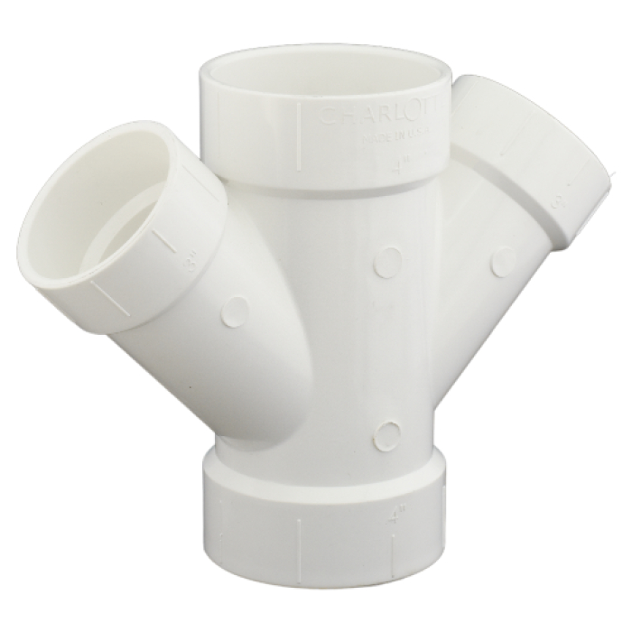 4 x 4 x 3 x 3 in. PVC DWV Reducing Double Wye