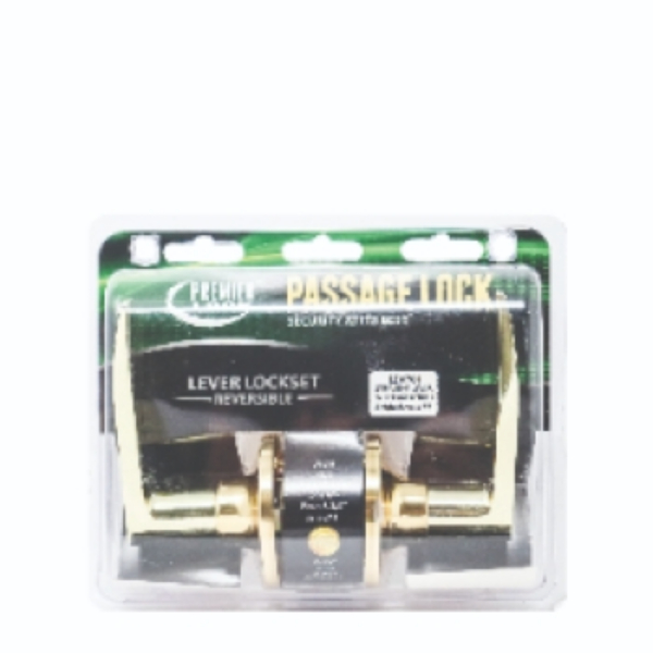 LEVP01 Commercial Duty Passage Door Lever Lock Set, Brass Finish