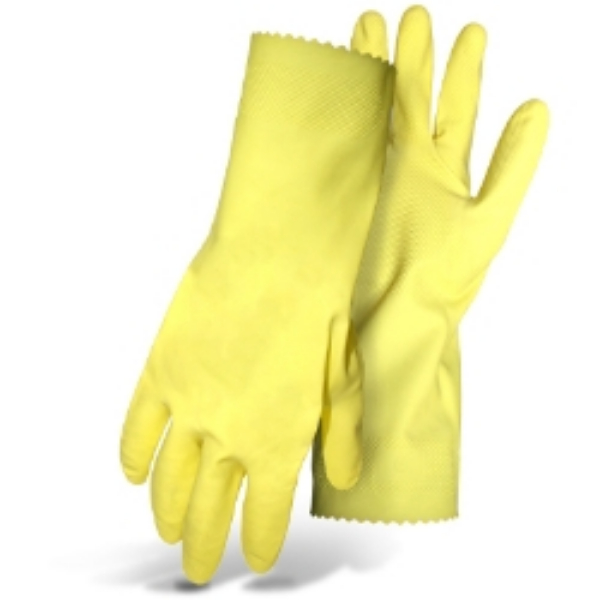 Work Gloves with Extended Cuff, M, 12 in L, Latex, Yellow
