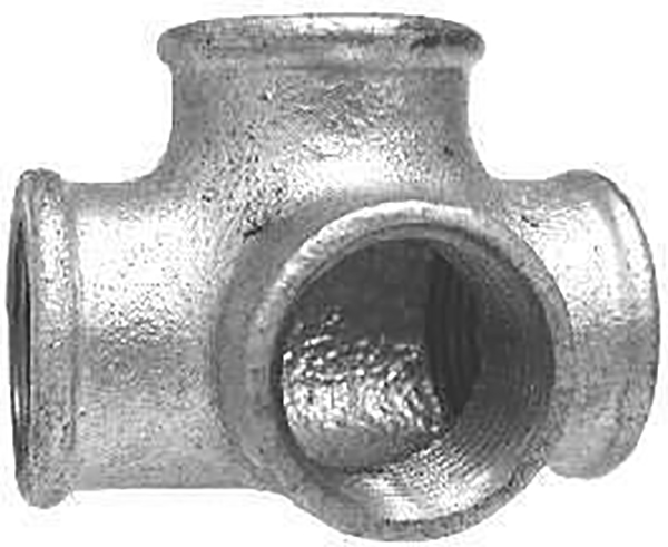 510-813HN 0.5 in. Iron Galvanized Side outlet Pipe Tee, Silver