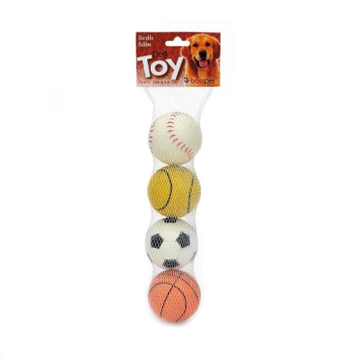 Picture of Boss Pet Products A04130 Rubber Sports Balls - Pack of 4