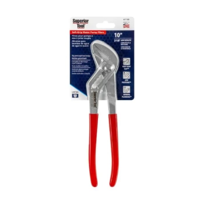 61100 10 in. Soft Grip Water Pump Slip Joint Pliers -  C H Hanson