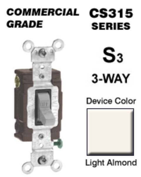 Leviton 167-CS315-02T Commercial 15A 3-Way Switch