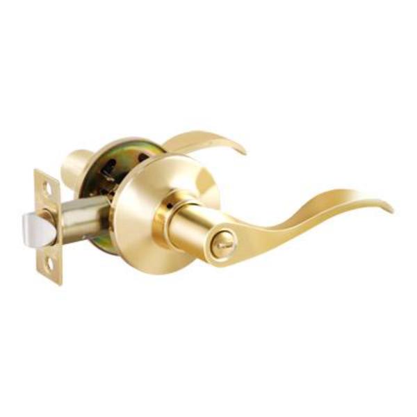 LEVWPR01 Privacy Wave Lever Lock, Brass Finish