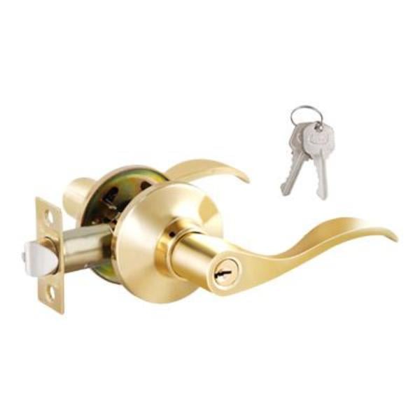 LEVW01 Entry Wave Lever Lock, Brass Finish